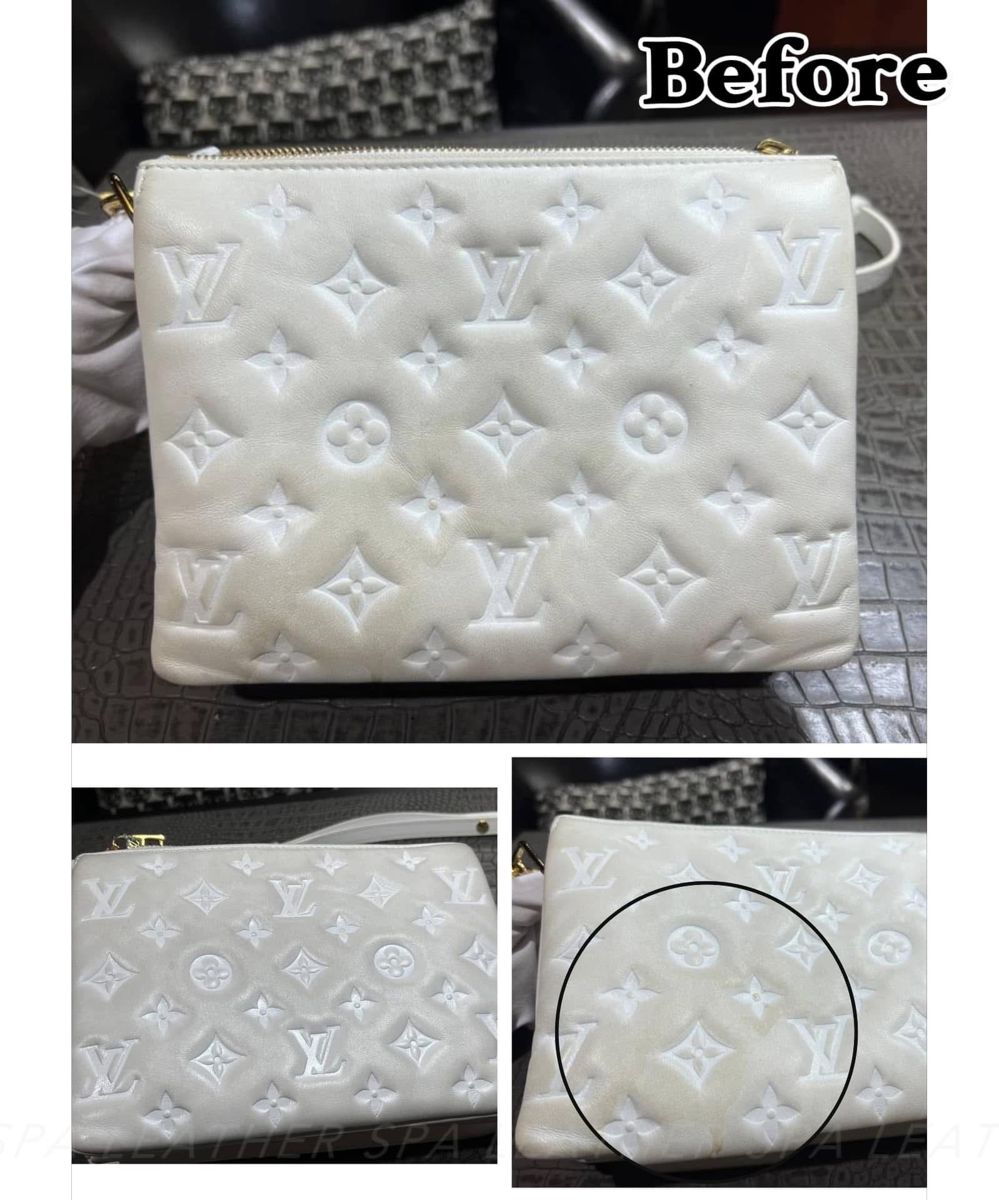 LV Coussin 白色羊皮包 · 清潔 處理前