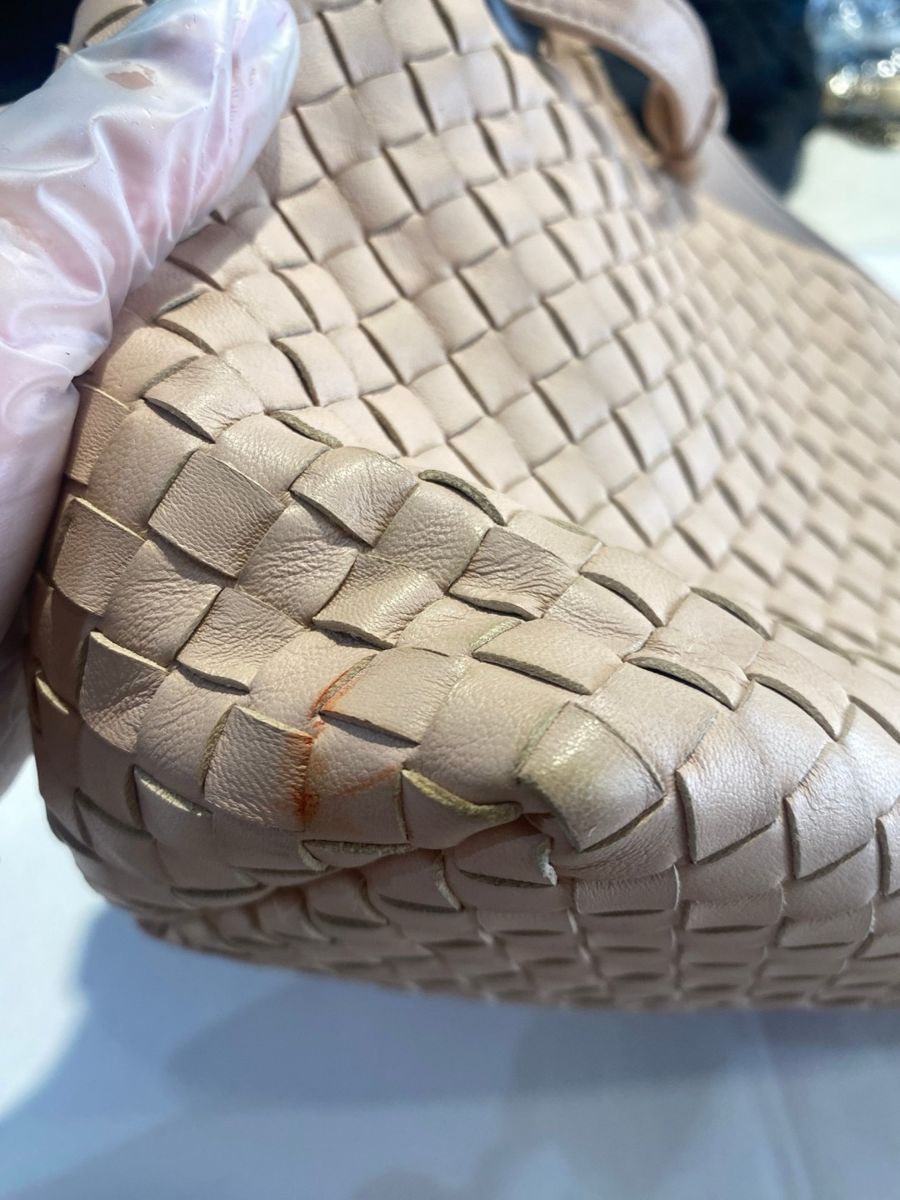 裸粉編織皮革包 · 清潔 處理後